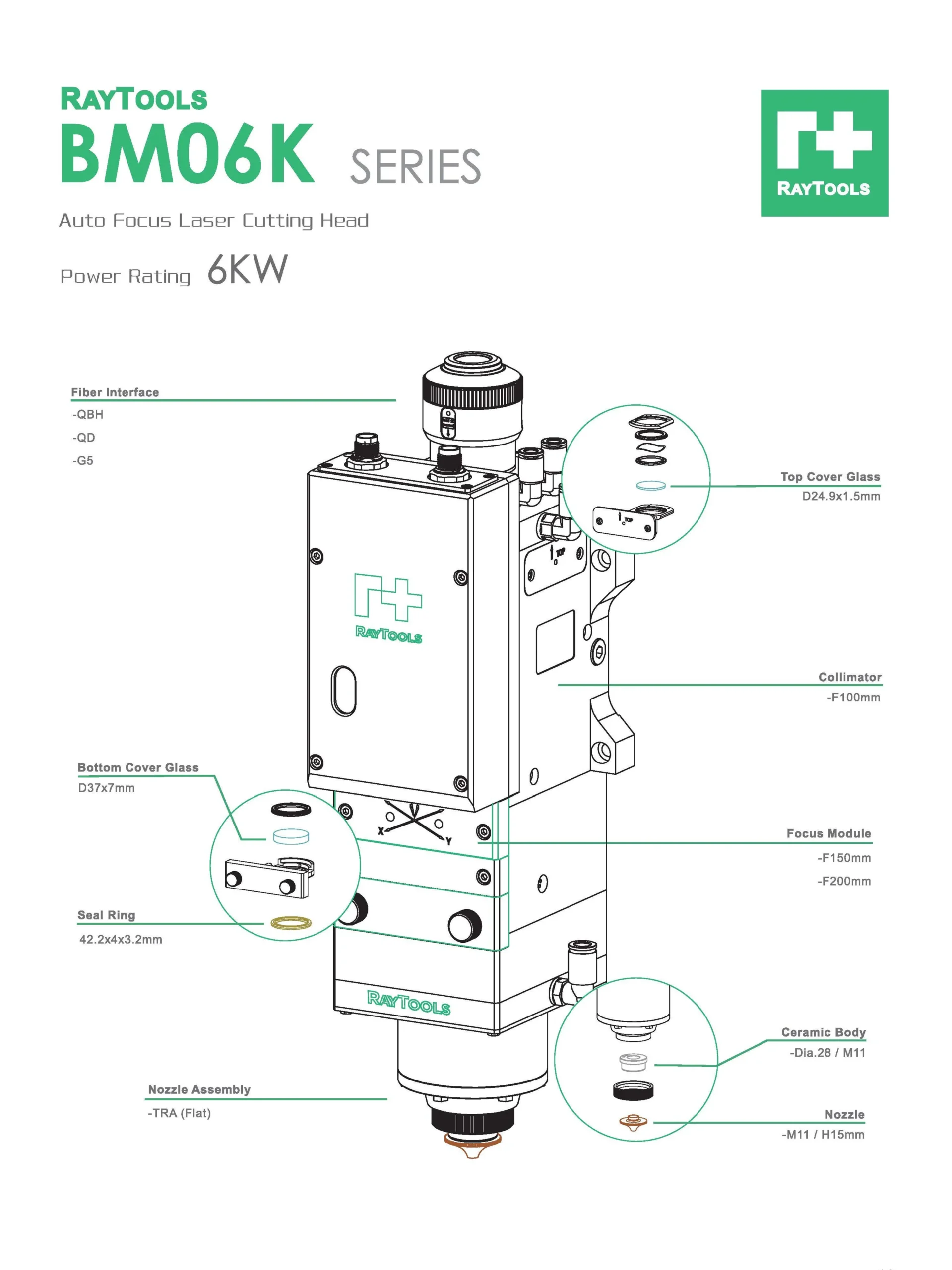 raytools bm06k 0 to 6kw auto focus laser head